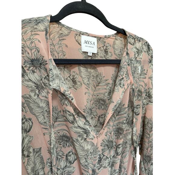 MISA Los Angeles Smocked Waist Maxi Dress Floral Boho Ruffle Hem Size Small - Picture 3 of 7